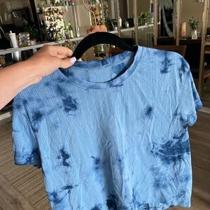 Lululemon Athletica Blue Crop Relaxed Short Sleeve Tee